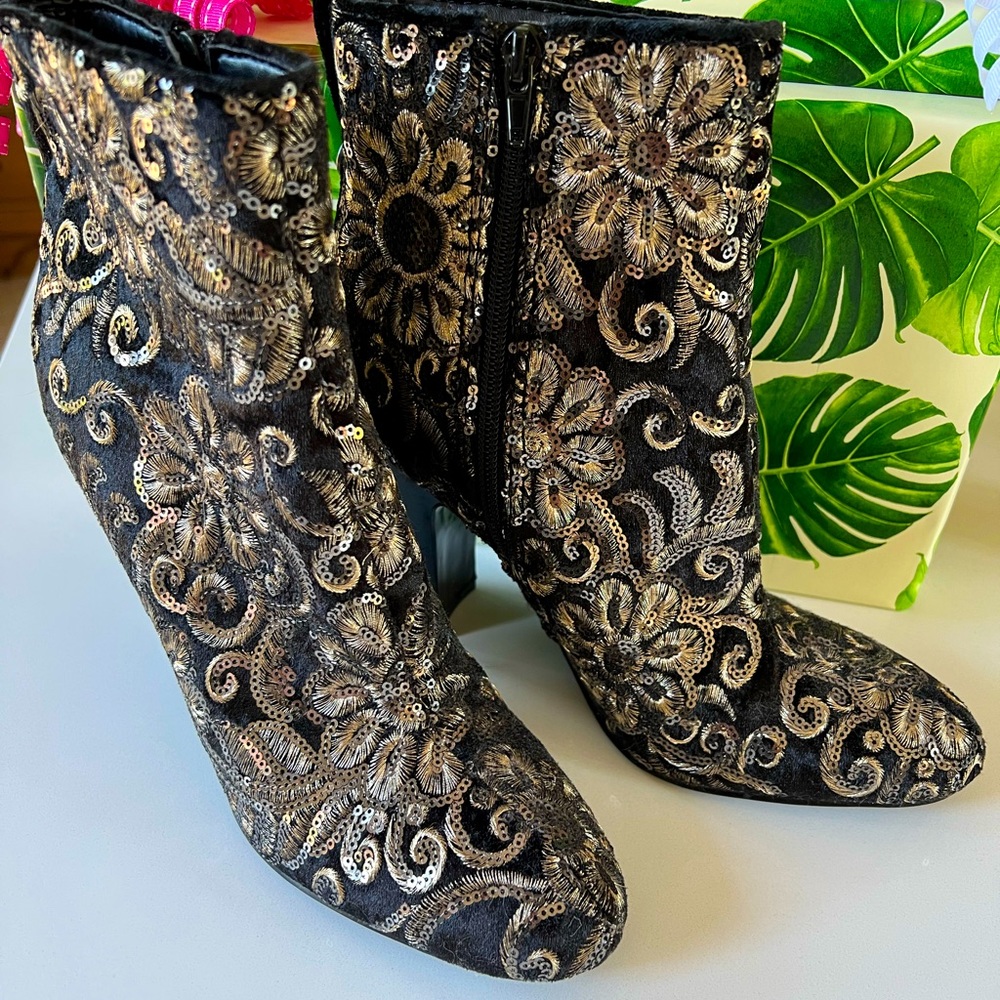 Guess sequin embellished booties
